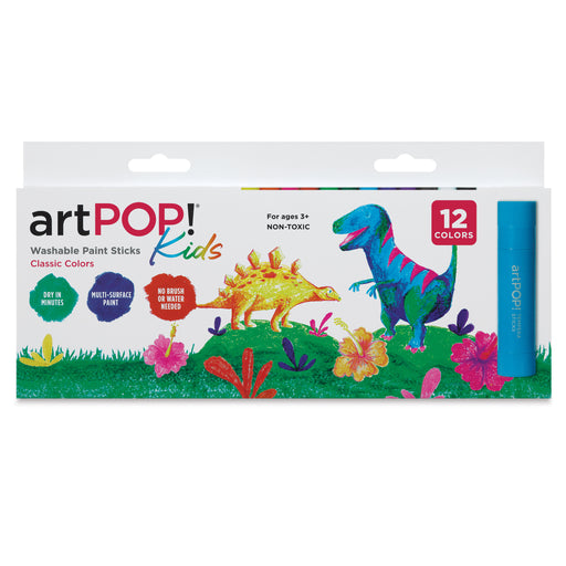 artPOP! Kids Washable Tempera Paint Stick Set of 12, Classic Colors, front of package View 2
