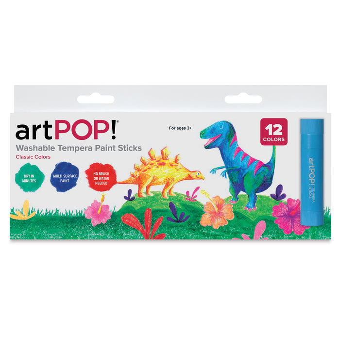 artPOP! Washable Tempera Paint Stick Set - Set of 12, Classic Colors, front of packaging