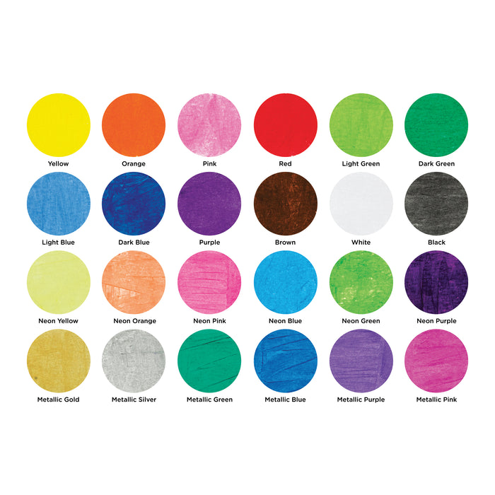 artPOP! Washable Paint Stick Set of 24, Classic, Neon, and Metallic Colors, swatches