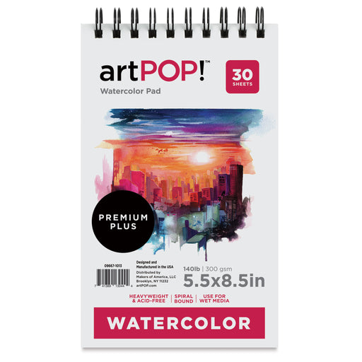 artPOP! Watercolor Spiral Bound Pad - 5-1/2" x 8-1/2", 30 sheets View 1