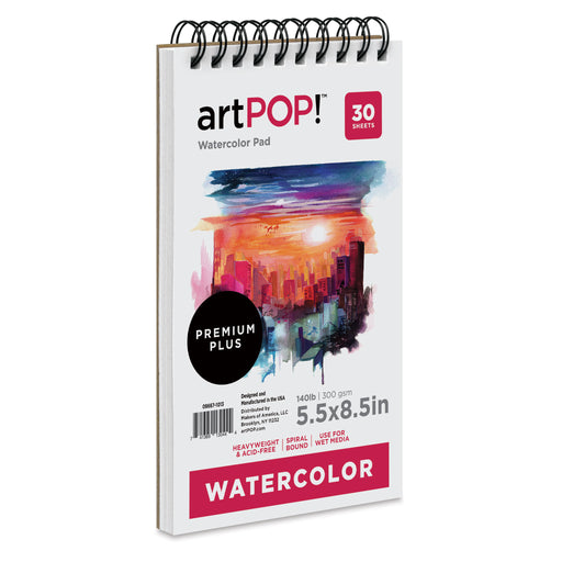 artPOP! Watercolor Spiral Bound Pad - 5-1/2" x 8-1/2", 30 sheets, front of pad View 2