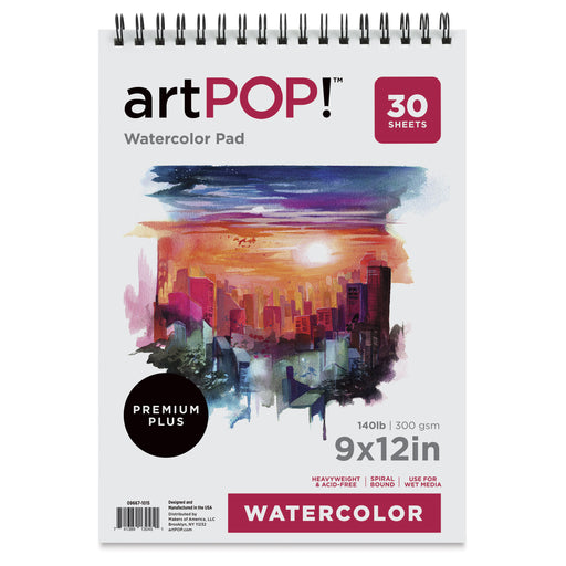artPOP! Watercolor Spiral Bound Pad - 9" x 12", 30 sheets, front of pad View 2