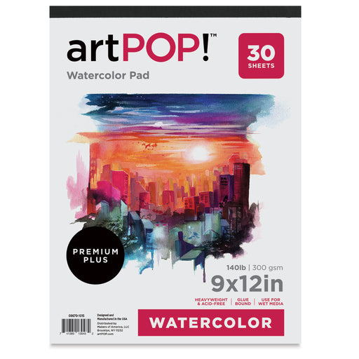 artPOP! Watercolor Pad - 9" x 12", 30 sheets, front of pad View 2