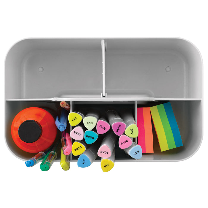 artPOP! Stackable Storage Caddy Set, filled with markers and sticky notes