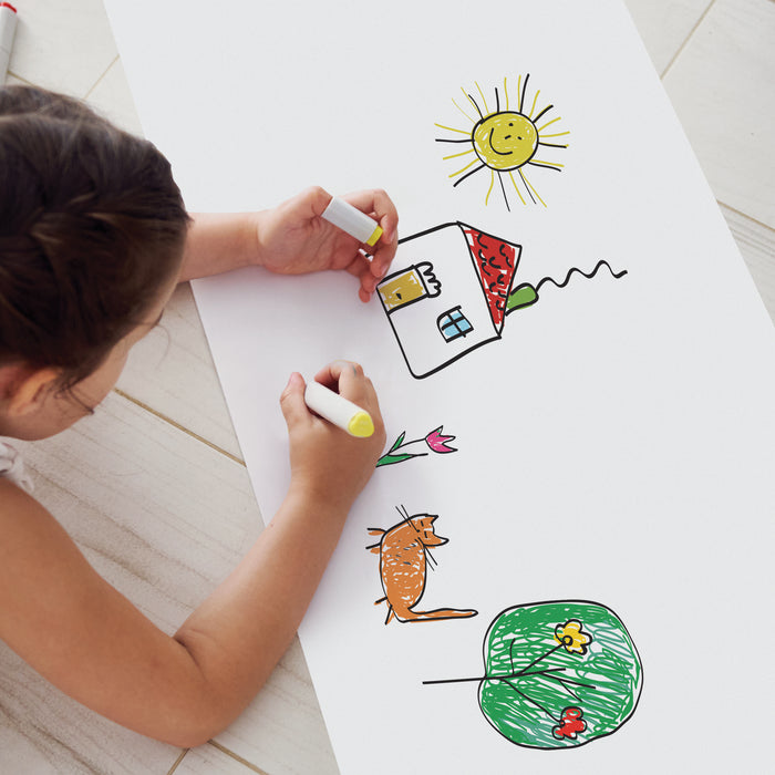 artPOP! Kids Craft Paper Roll - White, 12" x 30 ft, child drawing on paper
