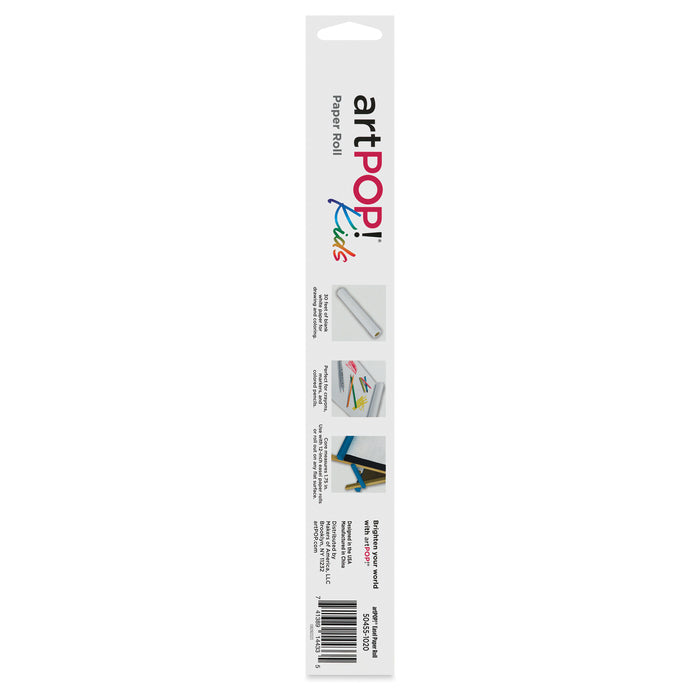 artPOP! Kids Craft Paper Roll - White, 12" x 30 ft, back of packaging