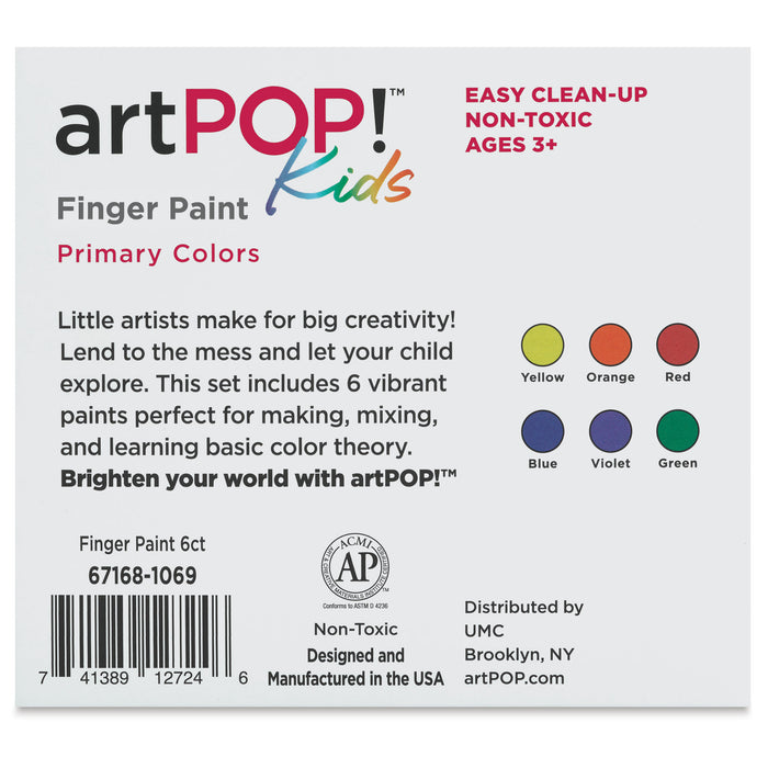 artPOP! Kids Finger Paint Set (Back of packaging)