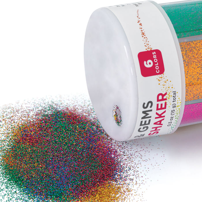 Glitter Shaker - Jewels & Gems, 0.5 oz, glitter poured out of shaker