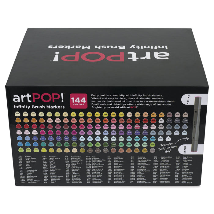 artPOP! Infinity Brush Marker Set - Set of 144, Assorted, back of packaging