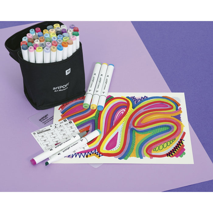 artPOP! Chisel and Brush Dual Tip Alcohol Art Marker Set - Set of 49, Assorted