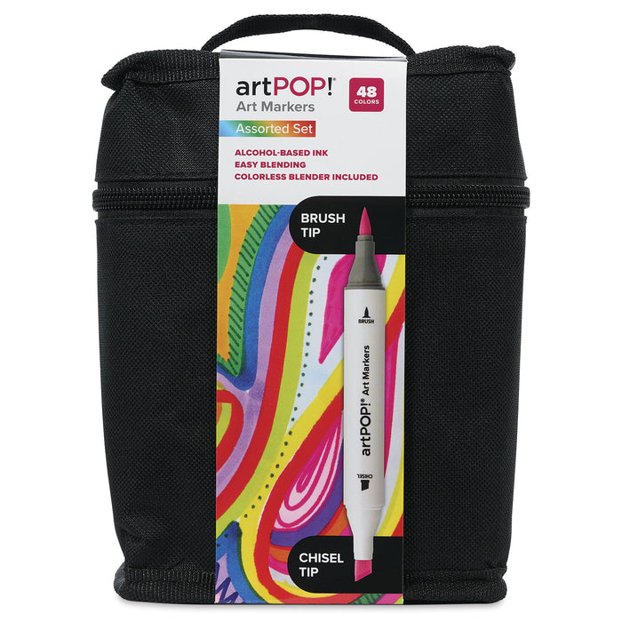 artPOP! Chisel and Brush Dual Tip Alcohol Art Marker Set - Set of 49, Assorted, front of packaging