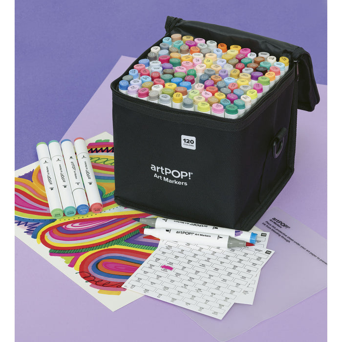 artPOP! Chisel and Brush Dual Tip Alcohol Art Marker Set - Set of 121, Assorted