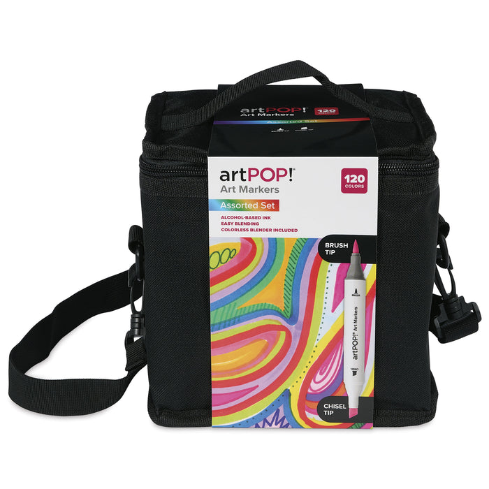 artPOP! Chisel and Brush Dual Tip Alcohol Art Marker Set - Set of 121, Assorted, front of packaging