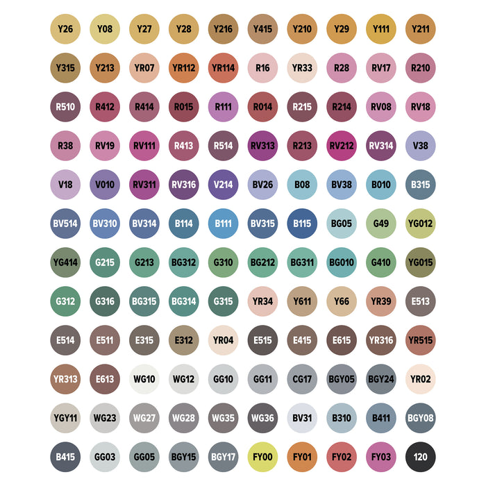 artPOP! Chisel and Brush Dual Tip Alcohol Art Marker Set - Set of 121, Assorted, color-codes on caps