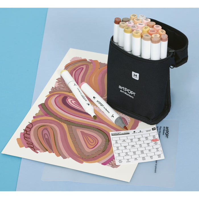 artPOP! Chisel and Brush Dual Tip Alcohol Art Marker Set - Set of 25, Portrait, finished drawing with set