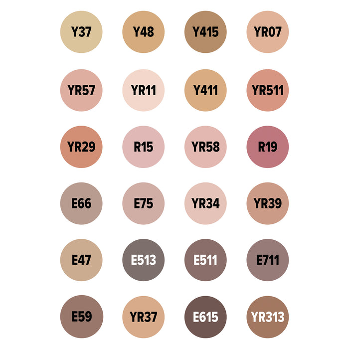 artPOP! Chisel and Brush Dual Tip Alcohol Art Marker Set - Set of 25, Portrait, color-codes on caps