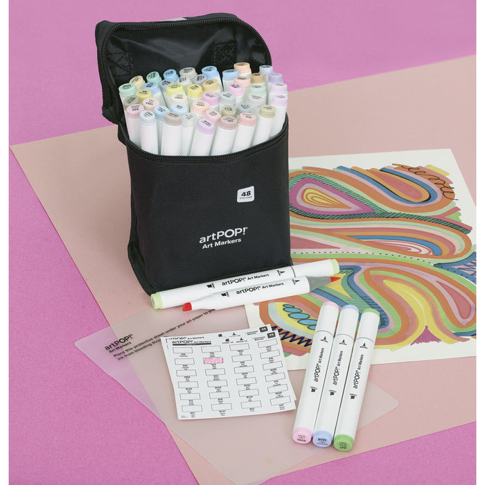 artPOP! Chisel and Brush Dual Tip Alcohol Art Marker Set - Set of 49, Pastel