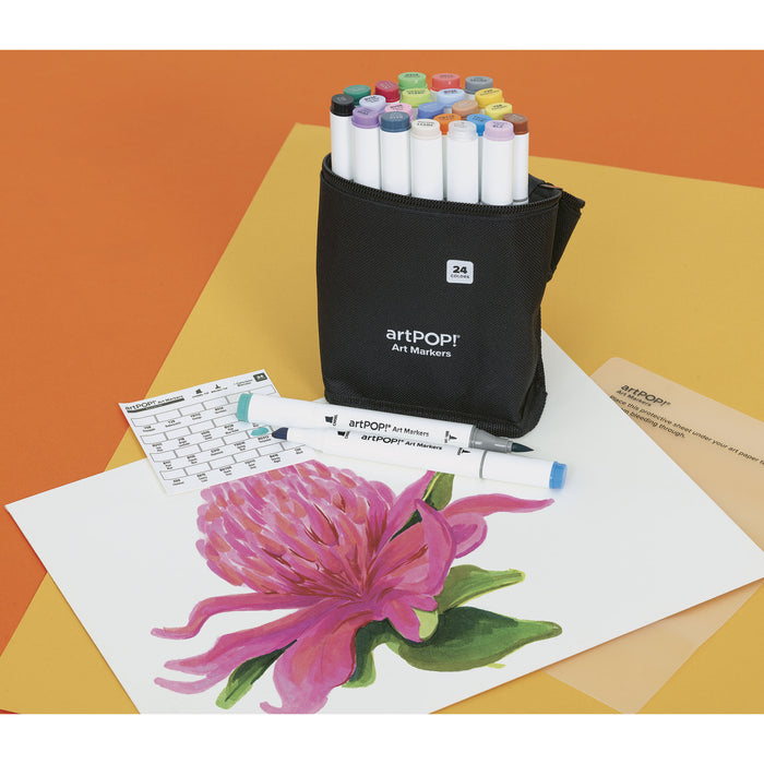 artPOP! Chisel and Brush Dual Tip Alcohol Art Marker Set - Set of 25, Assorted