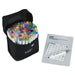 artPOP! Chisel and Fine Dual Tip Alcohol Art Marker Set - Set of 73, Assorted, packaging next to swatch card