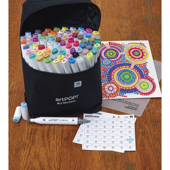 artPOP! Chisel and Fine Dual Tip Alcohol Art Marker Set - Set of 73, Assorted, contents