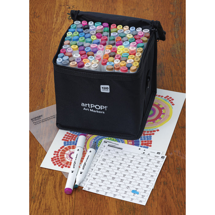 artPOP! Chisel and Fine Dual Tip Alcohol Art Marker Set - Set of 121, Assorted, contents
