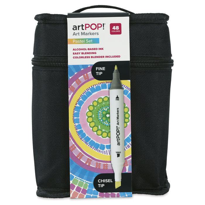 artPOP! Chisel and Fine Dual Tip Alcohol Art Marker Set - Set of 49, Pastel, front of packaging