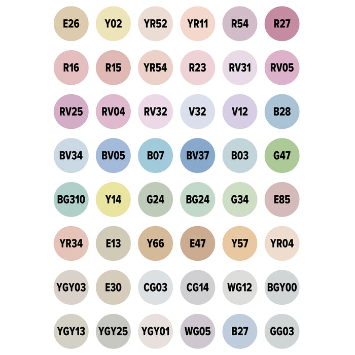 artPOP! Chisel and Fine Dual Tip Alcohol Art Marker Set - Set of 49, Pastel, color-codes on caps