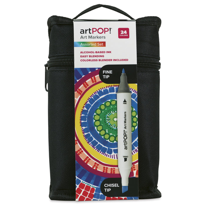 artPOP! Chisel and Fine Dual Tip Alcohol Art Marker Set - Set of 25, Assorted, front of packaging
